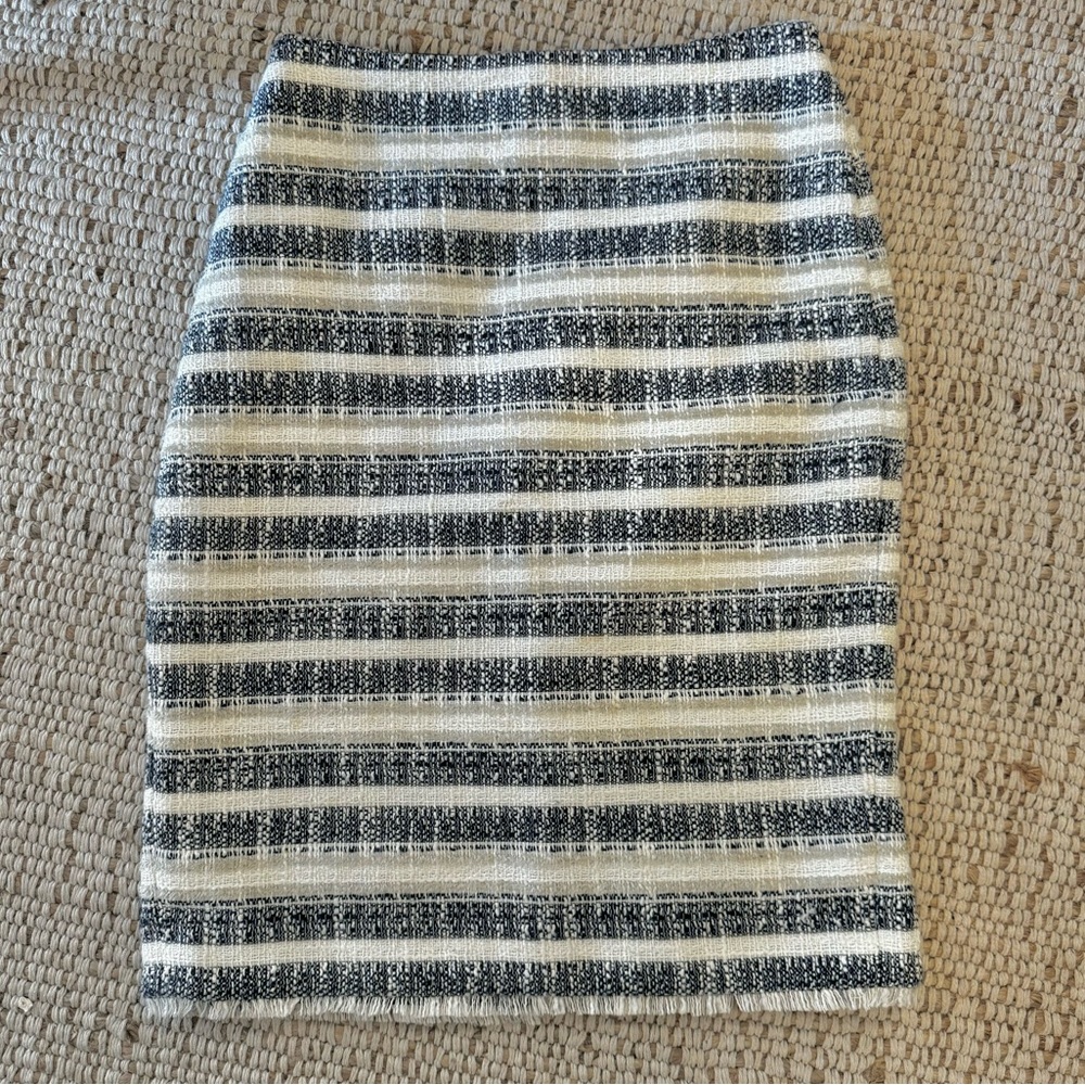 Ann Taylor Tweed Fringe Stripe Blazer